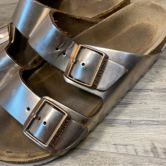 Birkenstock Arizona Metallic Copper Buckle Sandals - Picture 8 of 11